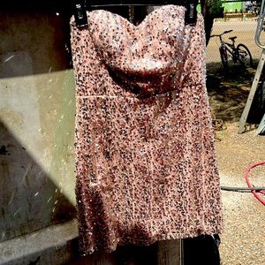 XXI L/G mini dress Champaign pink silver sequins